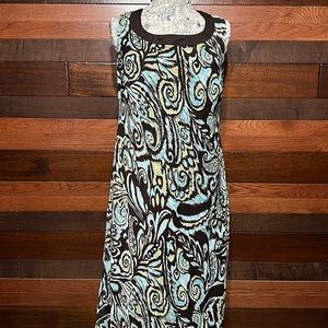 Studio I Scoop Neck Sleeveless Paisley Print Lined Maxi Dress